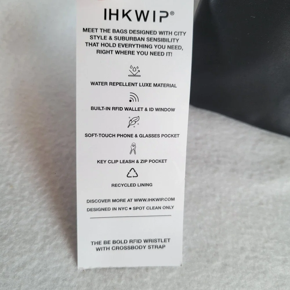 IHKWIP Womens Be Bold RFID Wristlet Crossbody Bag Small Black Travel Nylon